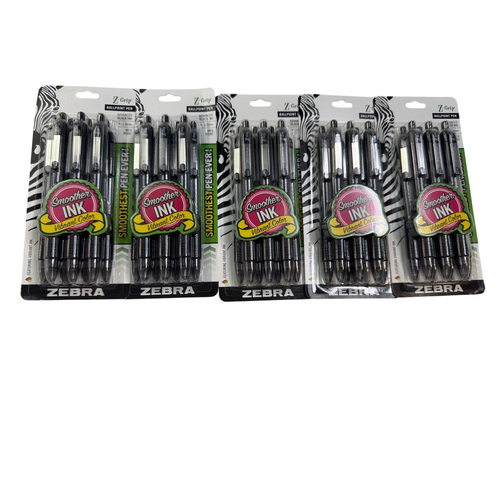 Zebra Z-Grip Retractable Ballpoint Pens Black Ink Medium 1.0mm 35 Count Bulk Lot